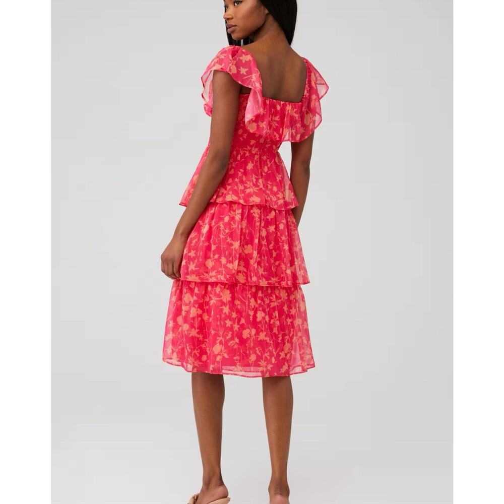 Amanda Uprichard Venezia Midi Teared Dress Floral Romantic, Size XL MSRP $268 - Picture 2 of 11